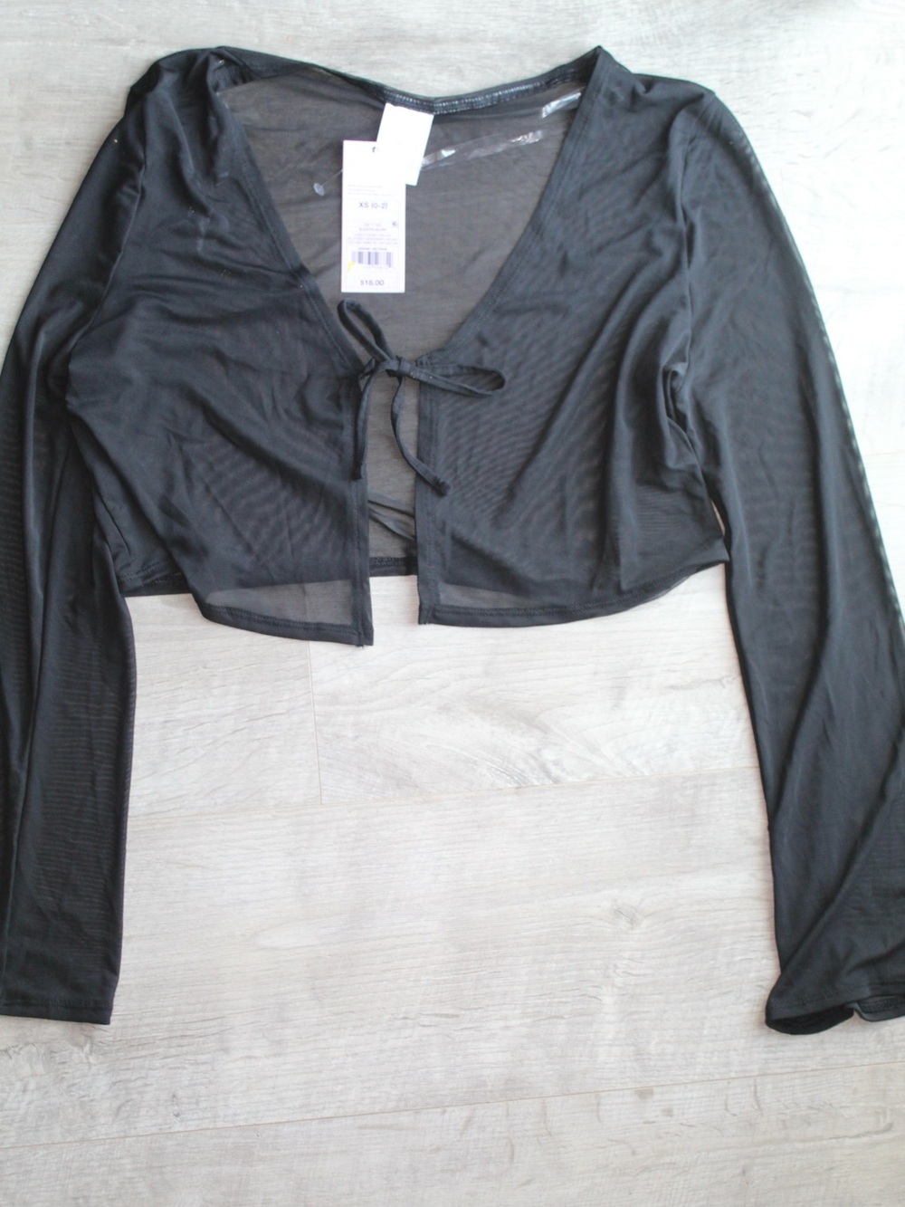 wild fable Black Sheer Tie-Front Cropped Coverup